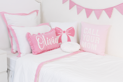 Call Your Mom Pillow Cover- Baby Pink