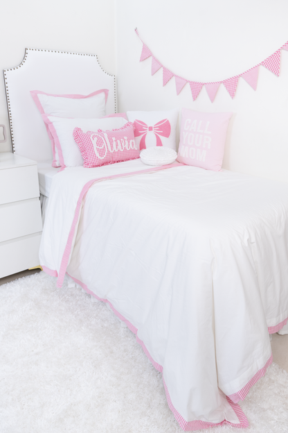 Pink Gingham Custom Name Pillow Cover