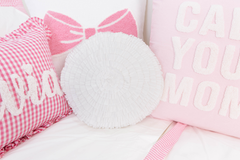 Round Rosette Pillow- White