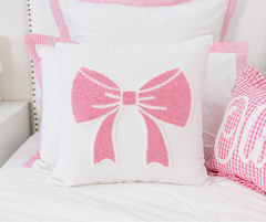 Bow Pillow Punch Needle Embroidery-Pink