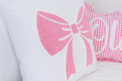 Bow Pillow Punch Needle Embroidery-Baby Blue