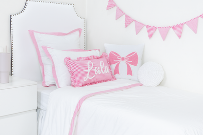 Pink Gingham Custom Name Pillow Cover