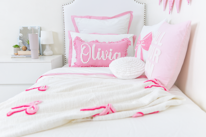 Pink Gingham Custom Name Pillow Cover