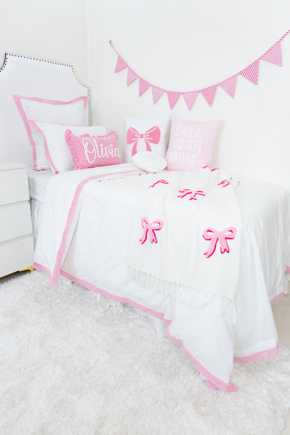 Pink Gingham Custom Name Pillow Cover