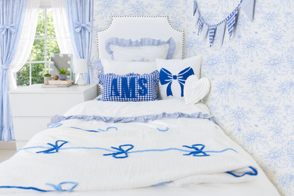 Blue Gingham Custom Monogram Pillow Cover