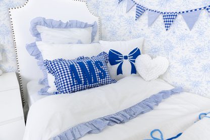Blue Gingham Custom Monogram Pillow Cover