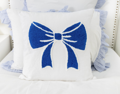 Bow Pillow Punch Needle Embroidery-Baby Blue