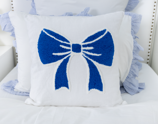 Bow Pillow Punch Needle Embroidery-Baby Blue