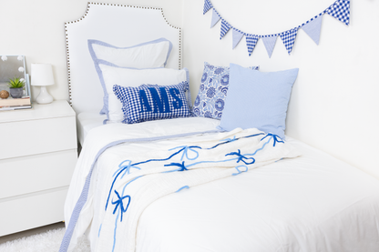 Blue Gingham Custom Monogram Pillow Cover