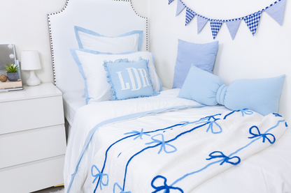 Baby Blue Custom Monogram Punch Pillow Cover