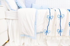 Cotton Percale Organic Duvet Cover with Flange Trim- Baby Blue