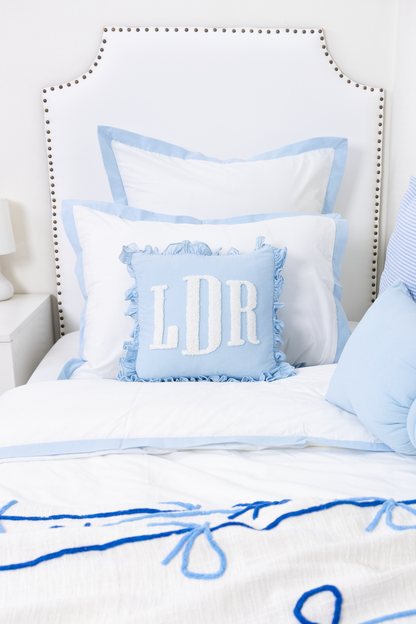Baby Blue Custom Monogram Punch Pillow Cover
