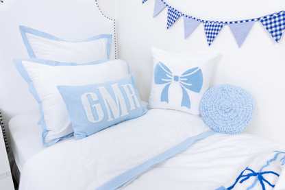 Bow Pillow Punch Needle Embroidery-Baby Blue