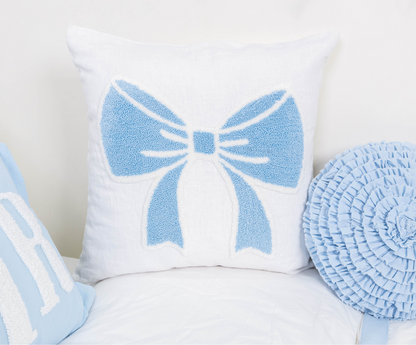 Bow Pillow Punch Needle Embroidery-Baby Blue