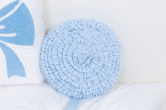 Round Rosette Pillow- Baby Blue
