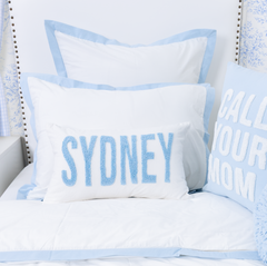 Baby Blue Custom Name Punch Pillow Cover