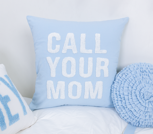 Call Your Mom Pillow Cover- Baby Pink