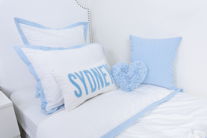 Baby Blue Custom Name Punch Pillow Cover