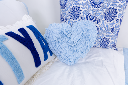 Heart Rosette Pillow- Baby Blue