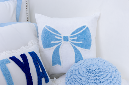 Bow Pillow Punch Needle Embroidery-Baby Blue