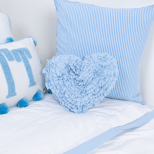 Heart Rosette Pillow- White