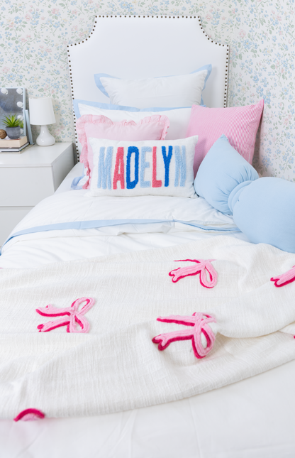 Blue Pink Personalized Name Pillow Cover