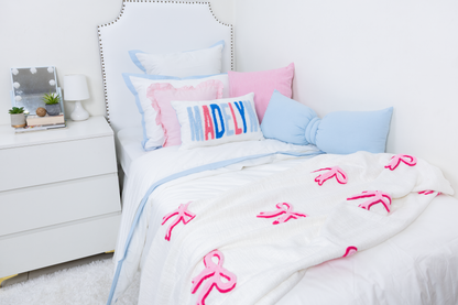 Blue Pink Personalized Name Pillow Cover