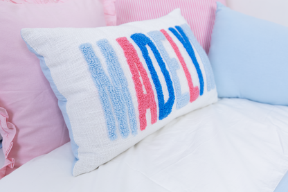 Blue Pink Personalized Name Pillow Cover