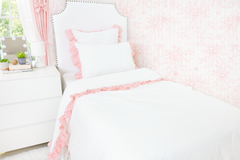 Cotton Percale Organic Standard Sham with Ruffles Trim- Peach Gingham