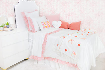 Cotton Percale Organic Standard Sham with Ruffles Trim- Peach Gingham