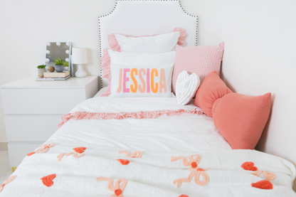 Peach pink Linen Custom Name Pillow Cover