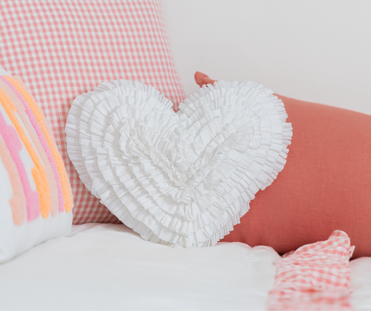 Heart Rosette Pillow- White