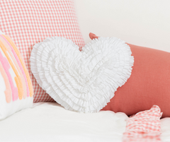Heart Rosette Pillow- White