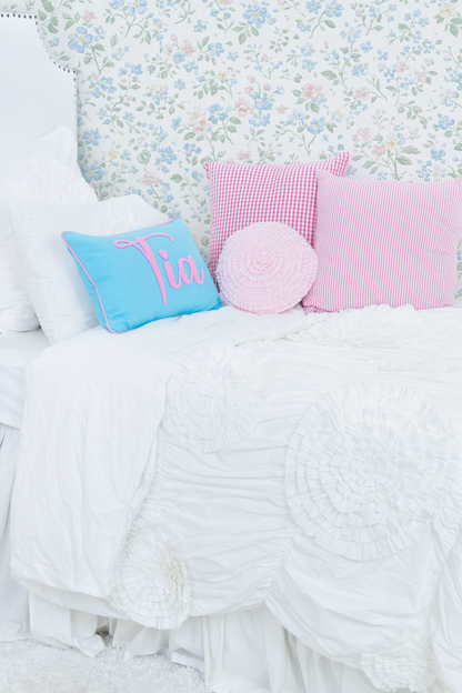 Round Rosette Pillow- Lavender