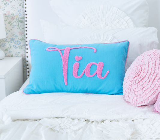 Turquoise Custom Name Pillow Cover