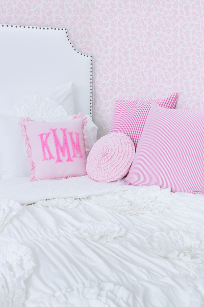 Baby Pink Custom Monogram Punch Pillow Cover