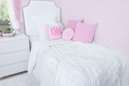 Baby Pink Custom Monogram Punch Pillow Cover