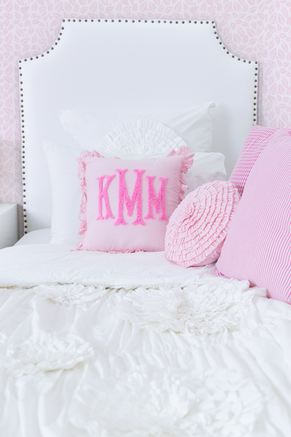 Baby Pink Custom Monogram Punch Pillow Cover