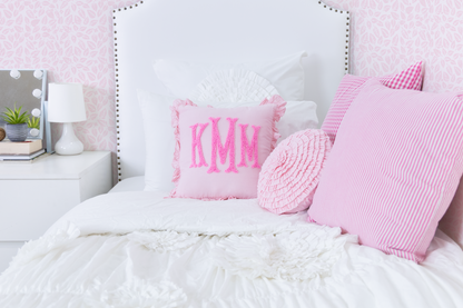 Baby Pink Custom Monogram Punch Pillow Cover