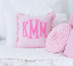Baby Pink Custom Monogram Punch Pillow Cover