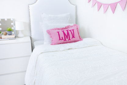 Fuchsia Pink Gingham Custom Monogram Pillow Cover