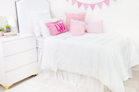 Cotton Percale Organic Duvet Cover With Gathered Stripes