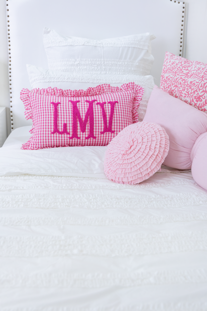 Round Rosette Pillow- Lavender