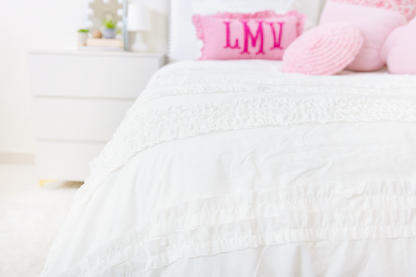 Cotton Percale Organic Duvet Cover With Gathered Stripes