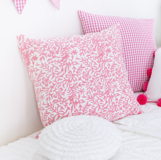 Pink All Over Block Print Pillow Cover