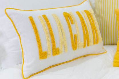 Yellow Linen Custom Name Pillow Cover