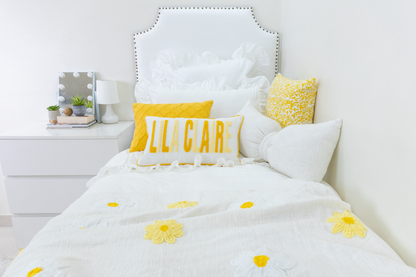 Yellow Linen Custom Name Pillow Cover