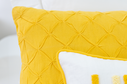 Pinch Pleat Pillow Cover- Canary Yellow