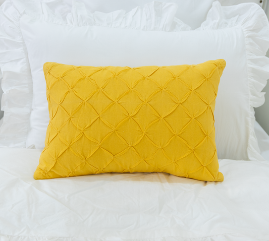 Pinch Pleat Pillow Cover- Canary Yellow