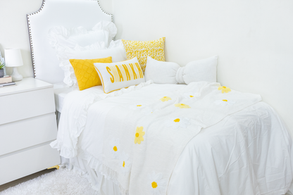 Pinch Pleat Pillow Cover- Canary Yellow